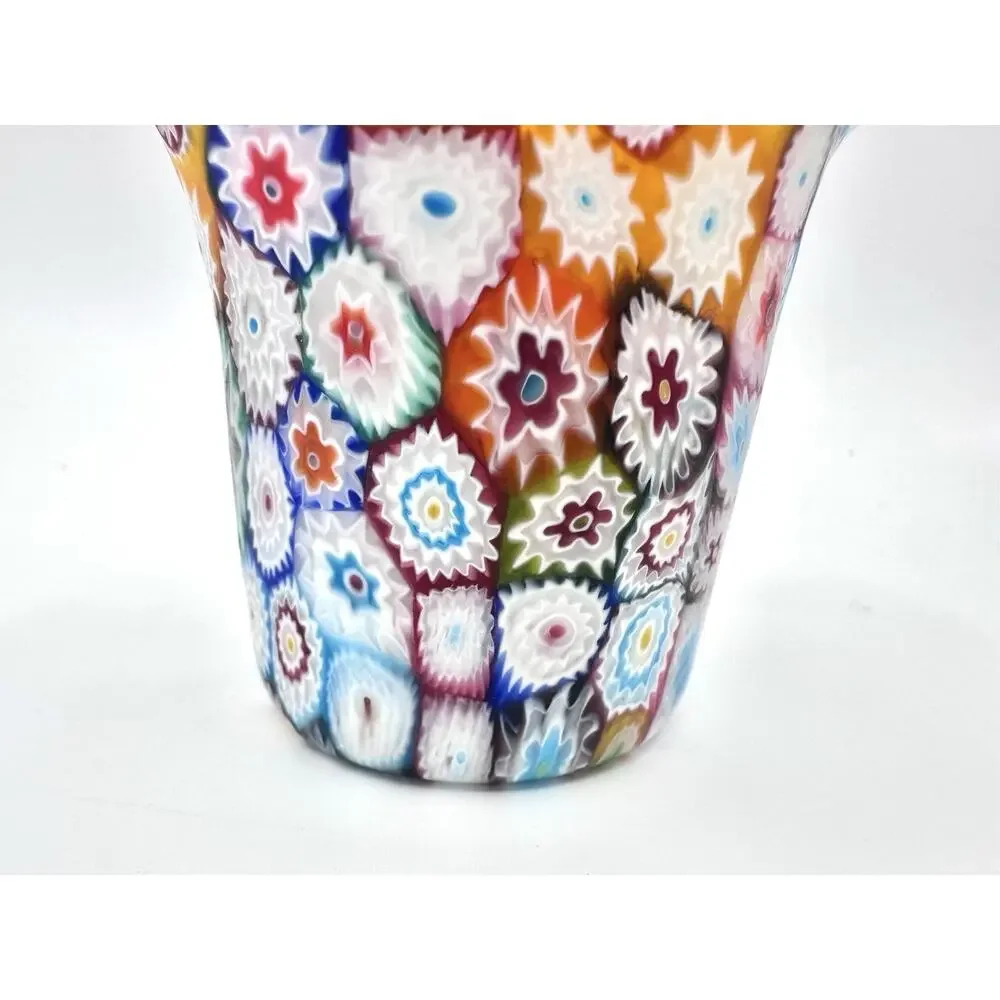 Murano Millefiori Ruffled 3” Vase Holder & Shell Like Dish Fratelli Toso ITALY